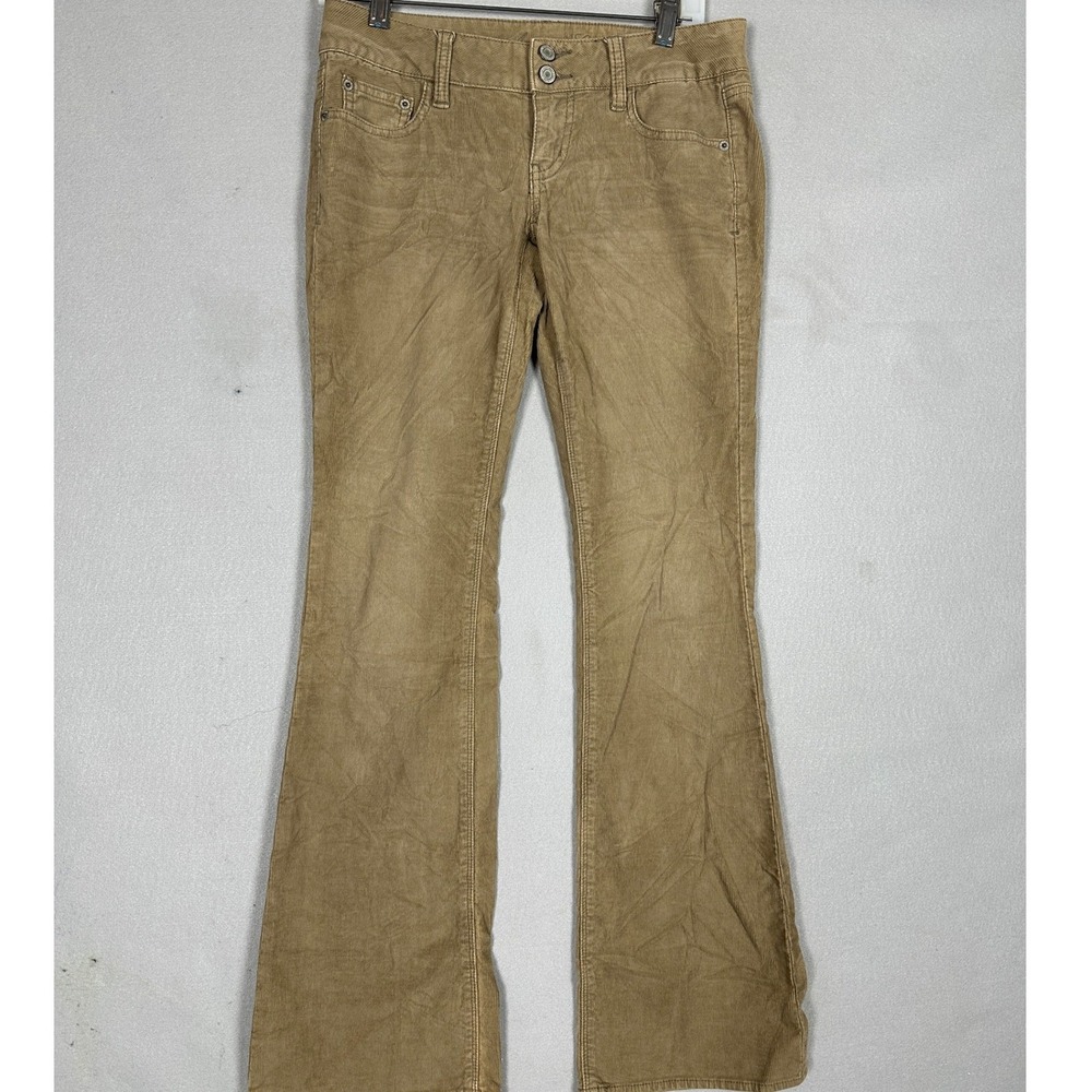 American Eagle Pants Womens 10-11 Artist Tan Corduroy Flare Stretch 5-Pocket EUC